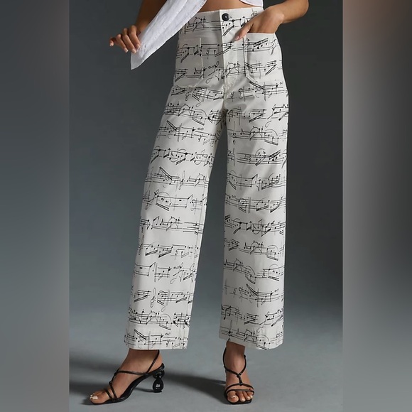 Maeve by Anthropologie The Colette Music Note Crop Pants - Picture 1 of 6
